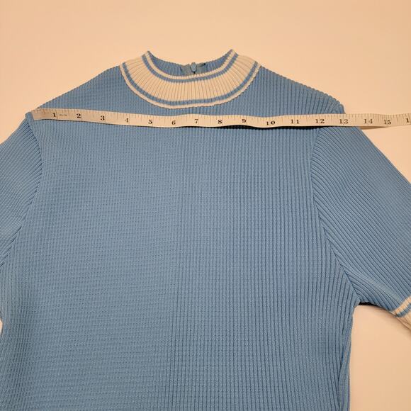 Vintage R&K Knits Jumper Dress Blue Knit 60s Size 14 - Picture 15 of 16